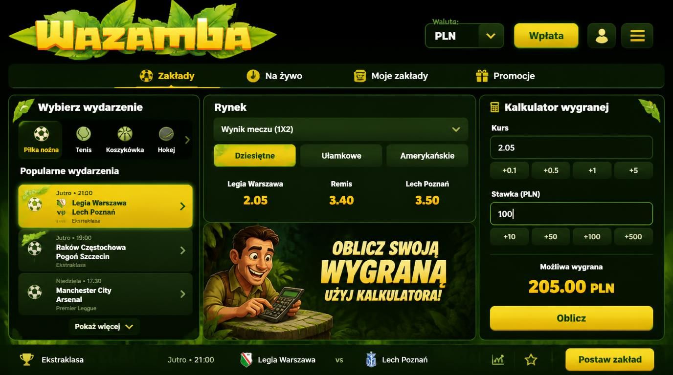 Trzy formaty kursów oraz kalkulator wygranej