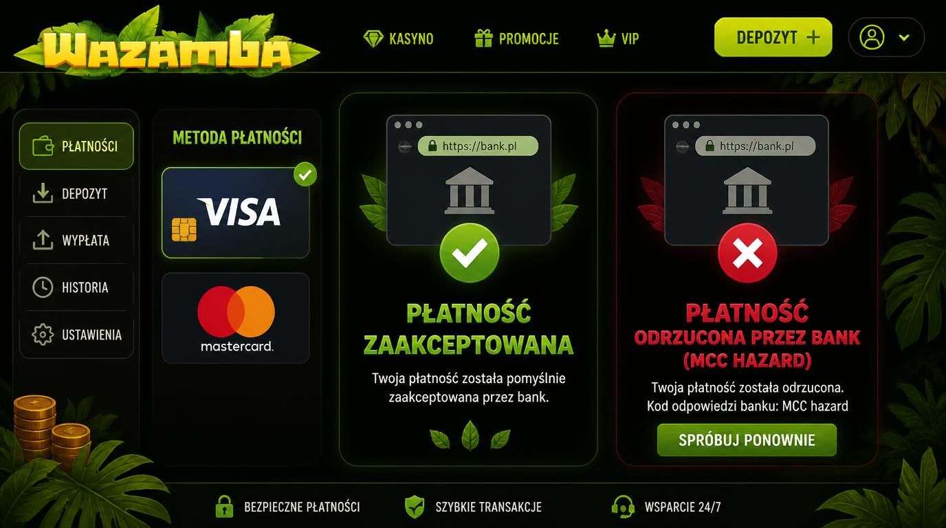 Obraz przedstawiający proces płatności kartą, akceptację i odrzucenie przez bank